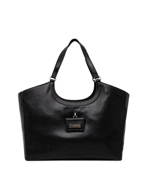 Love Moschino Black Logo-Plaque Tote Bag