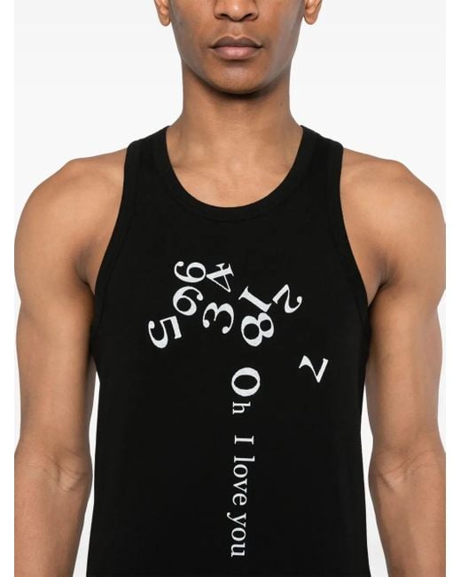 Yohji Yamamoto Black Numbers-Print Cotton Tank Top for men