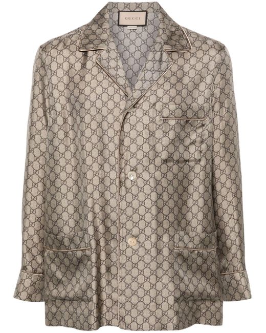 Gucci Gray Gg Supreme Silk Jacket for men