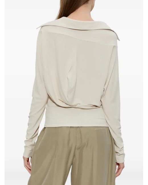 Alexander Wang White Draped Long-Sleeve Top