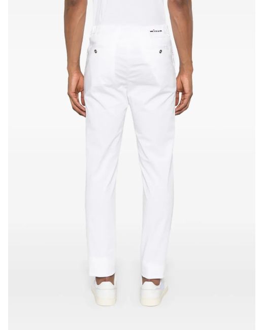 Kiton White Logo-Patch Chinos for men