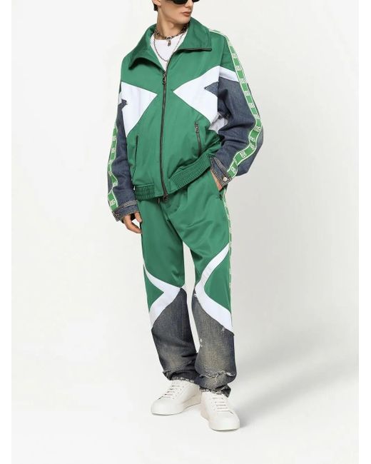 Dolce & Gabbana Green Patchwork Bomber Jacket for men