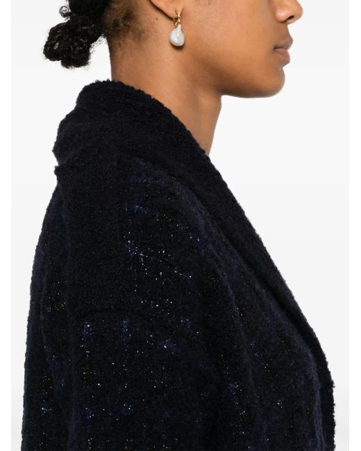 Twinset Blue Check-Pattern Cardi-Coat