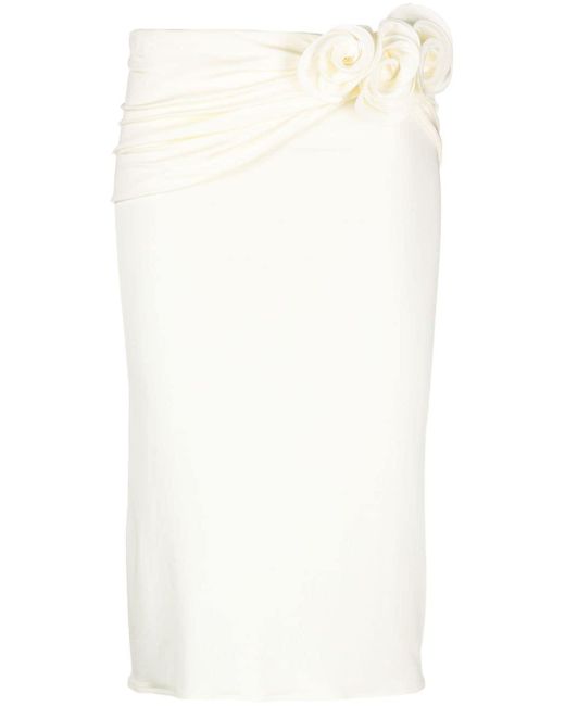 Jupe crayon à appliques fleurs Magda Butrym en coloris White