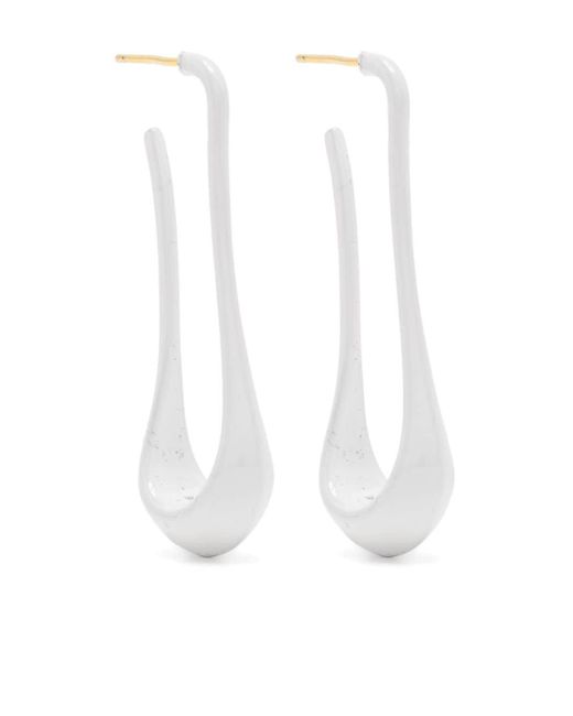 Lemaire White Glossy-finish Drop Earrings
