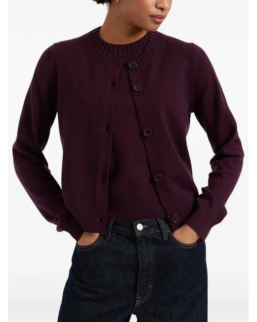 Chinti & Parker Purple Crew-Neck Button-Up Cardigan