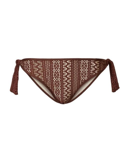 Twinset Brown Crochet Bikini Bottoms