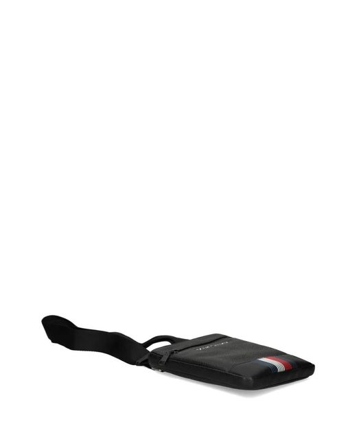 Tommy Hilfiger Black Logo-Stamp Messenger Bag for men