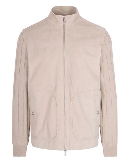 Eleventy Pink Ribbed-Panel Jacket for men
