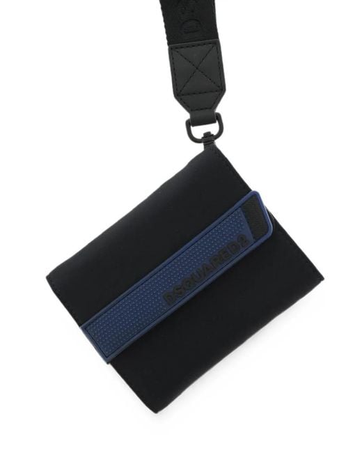 DSquared² White Logo-Patch Touch-Strap Wallet for men