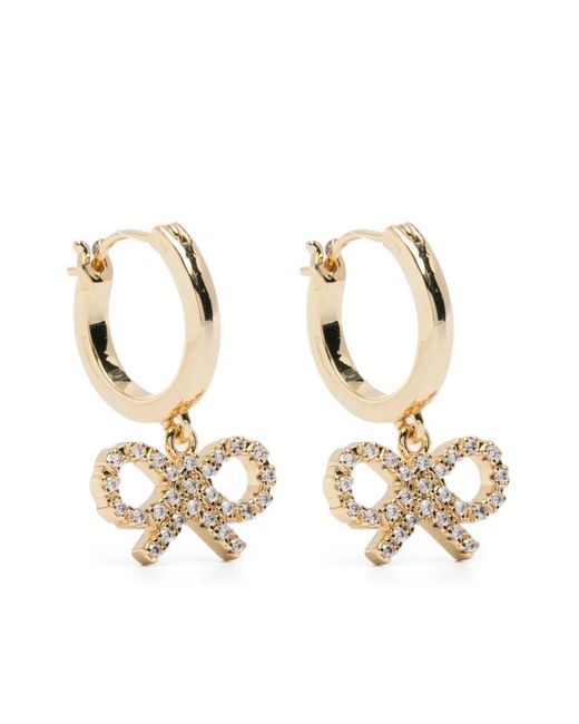 Self-Portrait Metallic Bow Hoop Earrings