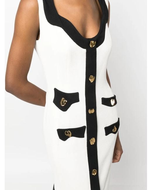 Moschino White Contrast-Border Sleeveless Minidress