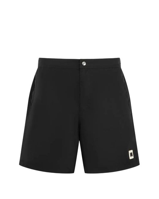 Amiri Black Logo-Patch Swim Shorts for men