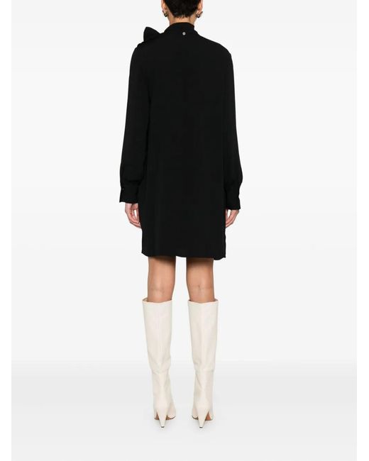 Liu Jo Black Mini Dress With Tied Bow Detail