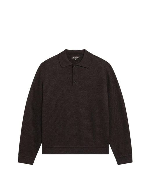 Loro Piana Black Polo À Col Rayé for men