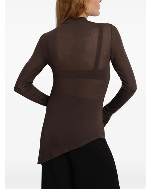 MARCELLA Brown Arden Asymmetric Pleated Top