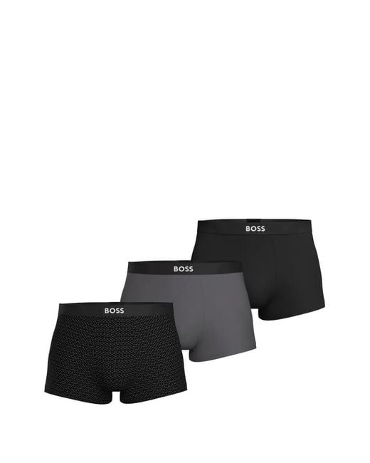 Boss Black Three-Pack Of Stretch-Cotton Trunks With Logos for men