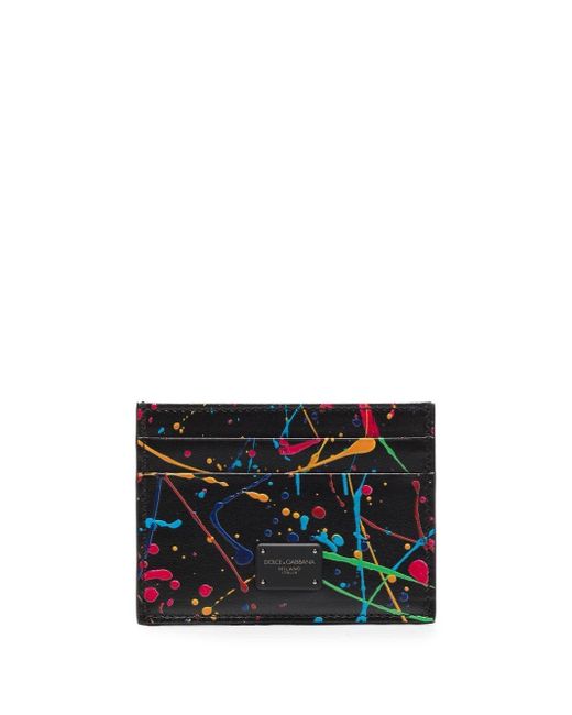 Dolce & Gabbana Leather Paint Splatter Compact Wallet in Black for Men Lyst UK
