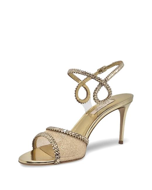 Casadei Metallic Josephine Crystal-Embellished Heeled Sandals