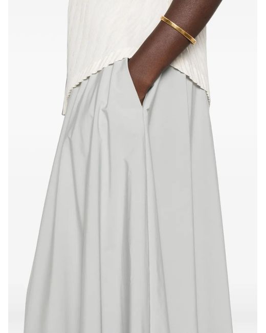 Herno White Drawstring Flared Midi Skirt