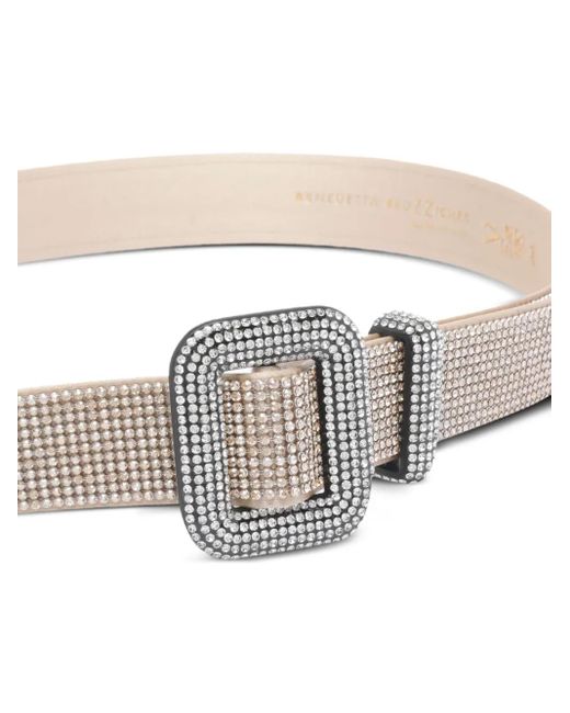 Benedetta Bruzziches White Crystal-Embellished Buckle Belt