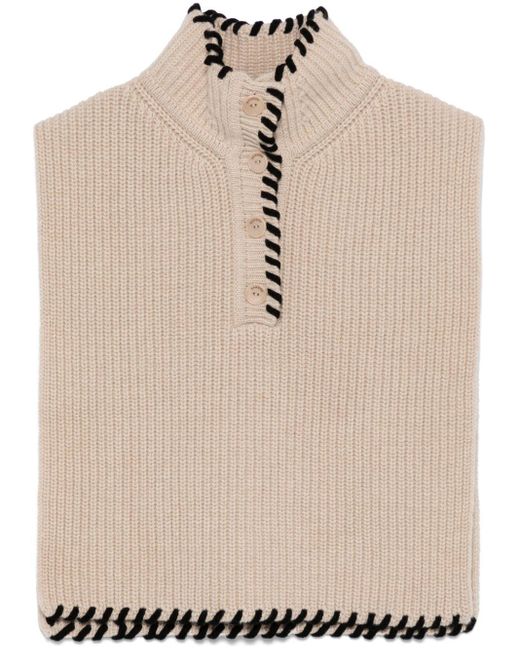 Sandro Ribbed Knit Top in Natural Lyst