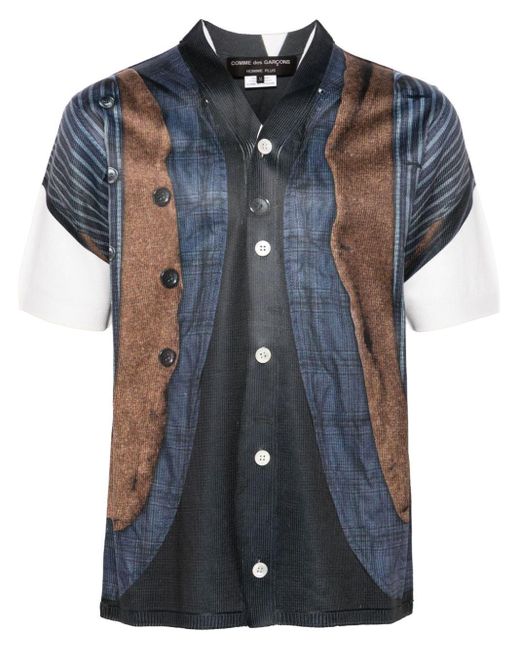 Comme des Garçons Blue Graphic-print V-neck Cardigan for men