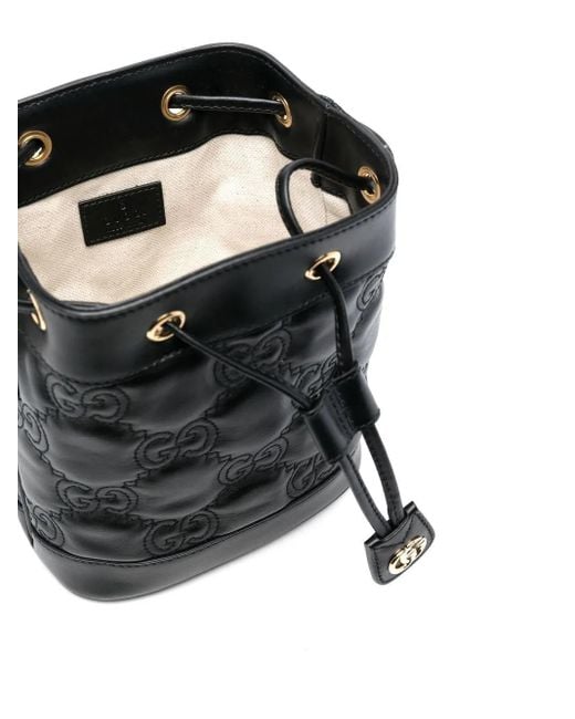 Gucci Black GG Matelassé Bucket Bag