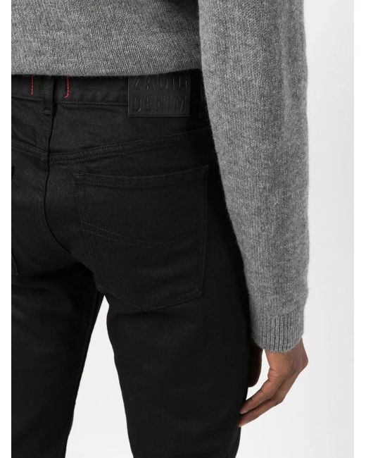 Zadig & Voltaire Black Logo-Patch Straight-Leg Jeans for men