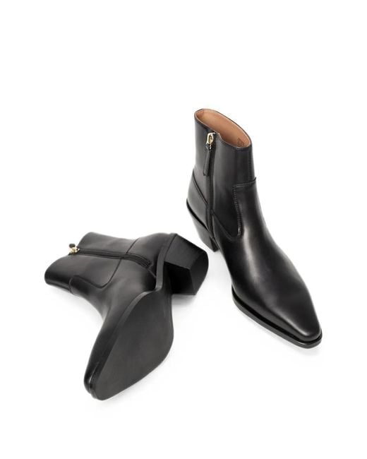 Boss Black Pointed-Toe Leather Ankle Boots