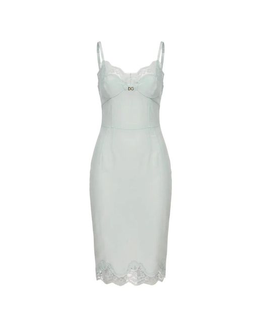 Dolce & Gabbana White Lace-Trim Midi Dress