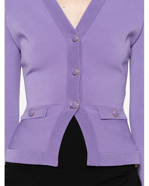 Cardigan ajusté long Elisabetta Franchi en coloris Purple