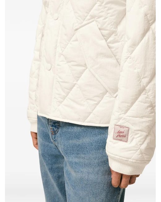 AMI White Crinkled Padded Jacket