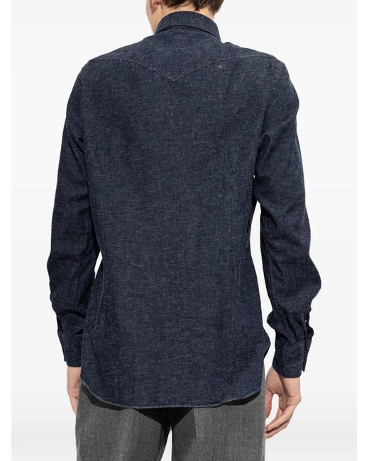 Eleventy Blue Western Denim Shirt for men