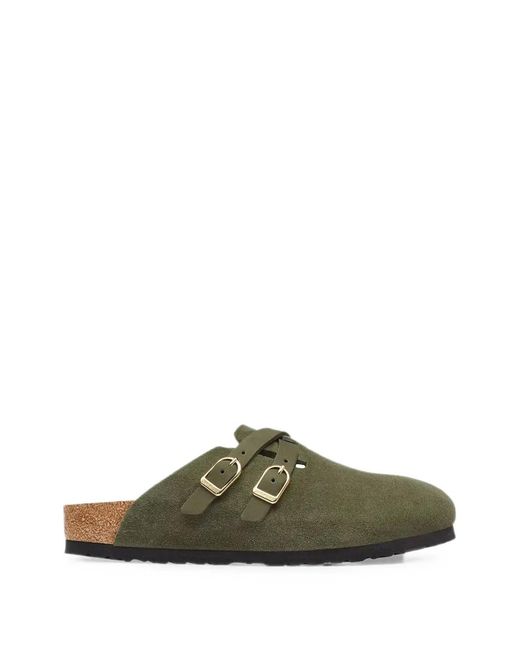 Birkenstock Green Buckle-Fastening Suede Sandals