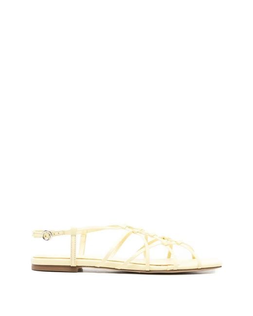 Aeyde White Anisa Knot-Detail Leather Sandals