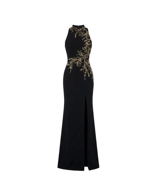 Saiid Kobeisy Black Halterneck Embellished Maxi Dress