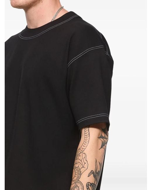 Hamza Black Khan Contrast-Stitching T-Shirt for men
