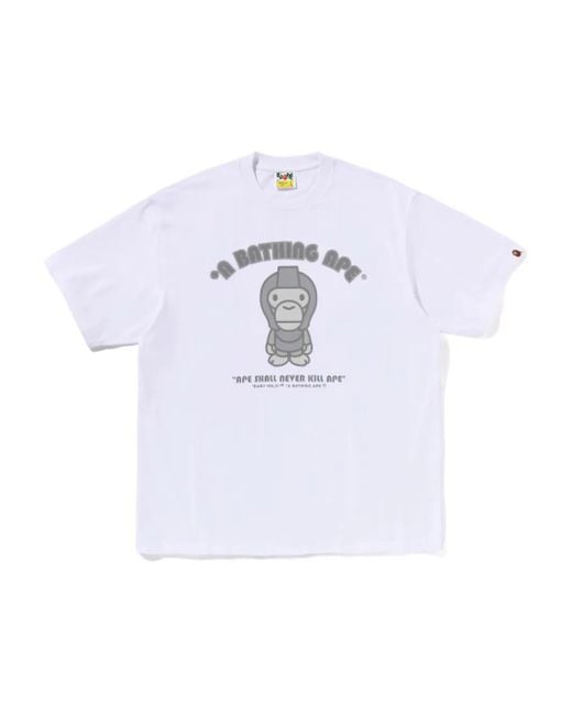 A Bathing Ape White Graphic T-Shirt for men