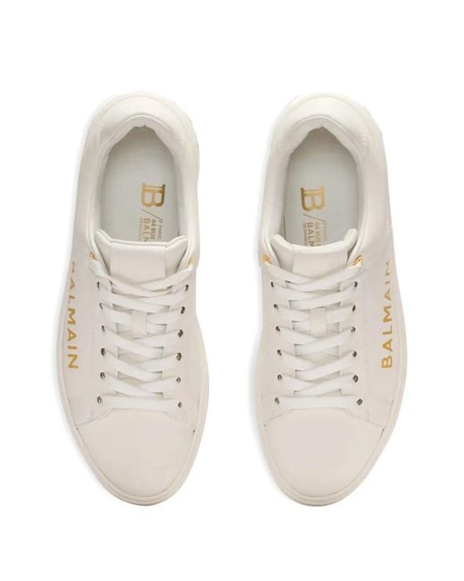 Balmain White B-Court Low Top Lace Up