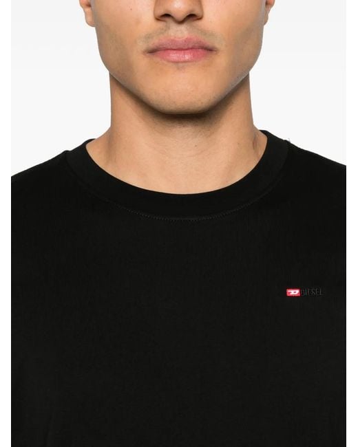 DIESEL Black Logo-Embroidered T-Shirt for men