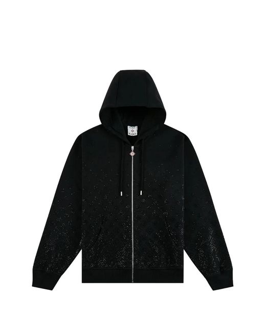 Casablanca Black Crystal Monogram Zip-Up Hoodie for men