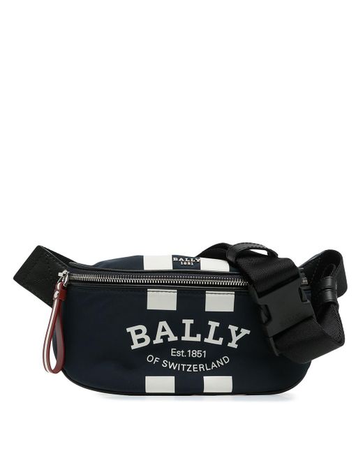 Bally Striped Logo-print Belt Bag in Blue for Men - Lyst