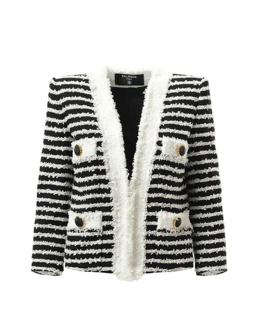 Balmain Black Striped Tweed Jacket