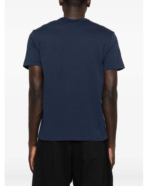 KENZO Blue Flower-Embroidered Logo-Print T-Shirt for men