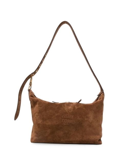 Miu Miu Brown Spirit Suede Shoulder Bag