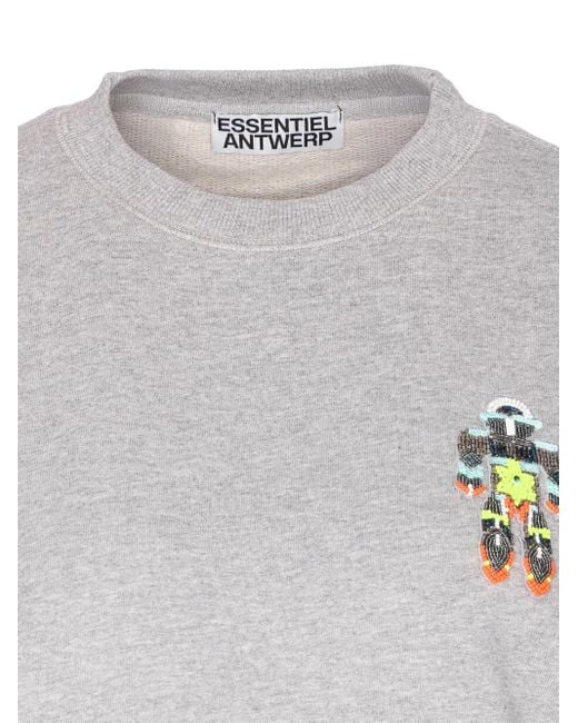 Essentiel Antwerp Gray Beaded-Robot Sweatshirt