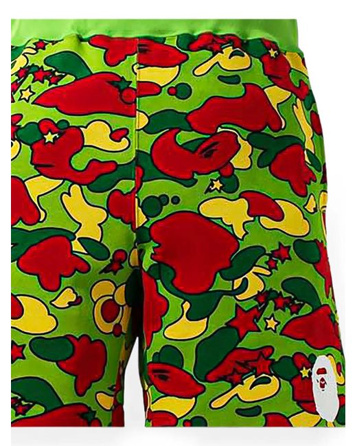 A Bathing Ape Green Sta Camo Pattern Shorts for men