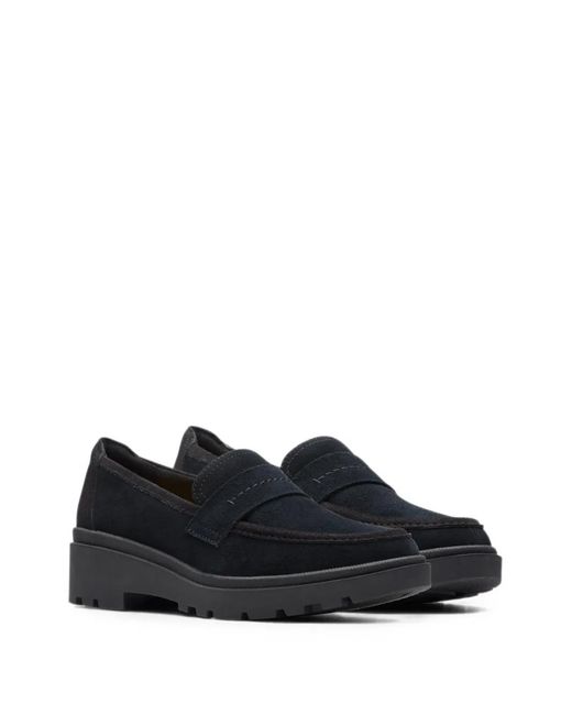 Clarks Black Calla Ease Suede Loafers
