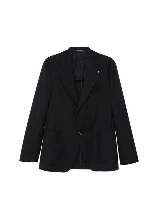 Tagliatore Black Pin-Lapel Virgin-Wool Jacket for men